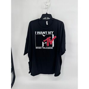 MTV I Want My MTV Music Television Graphic Tee Black Cotton Shirt 5XL ZS1001